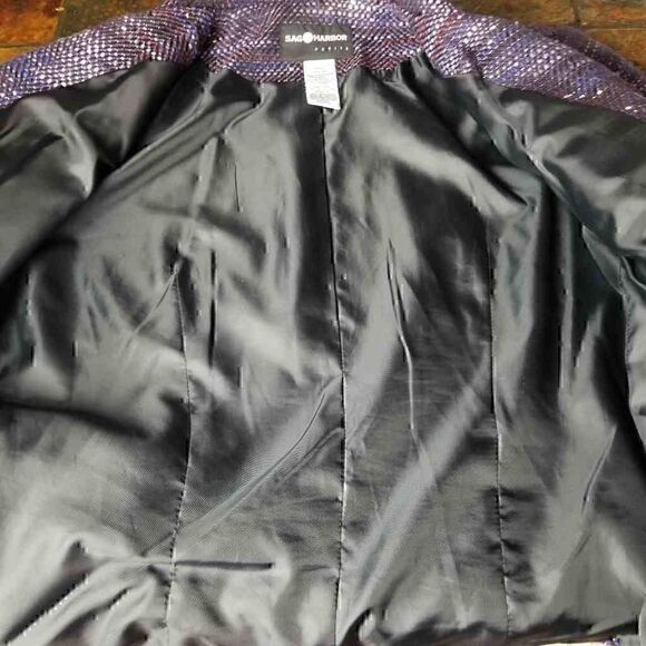 Sag Harbor Shades of Purple Soft Tweed Lightweight Cropped Zip Up Jacket - Picture 7 of 10